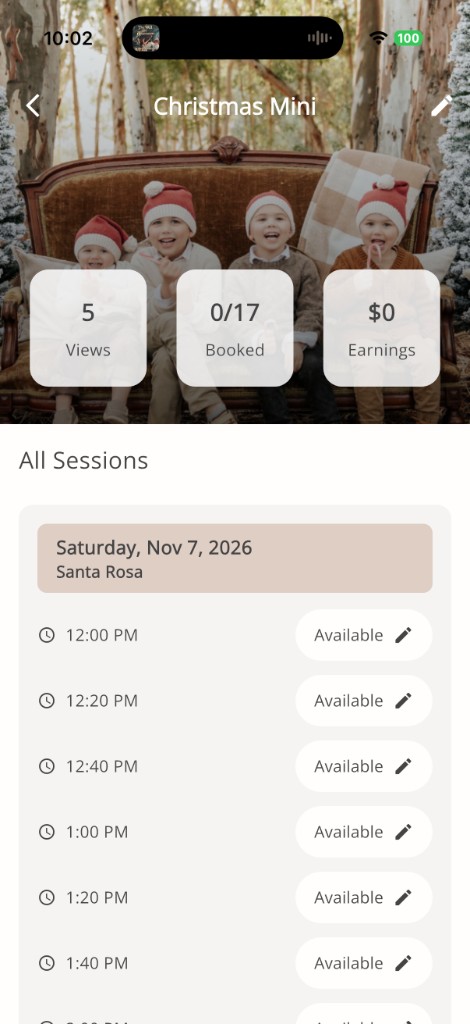 Dandylight mini-session scheduling with time slots