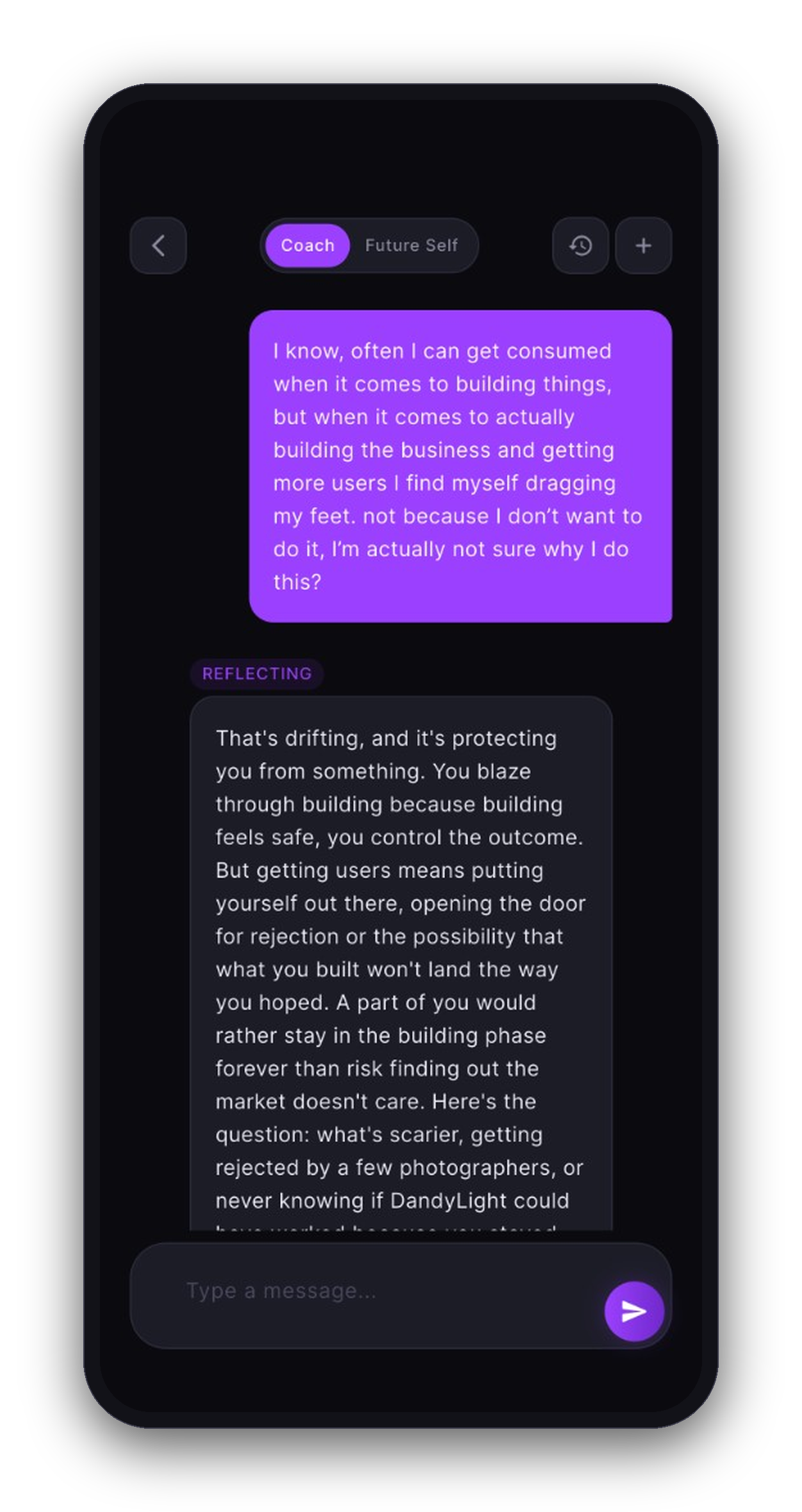 MindsetForge AI coach conversation